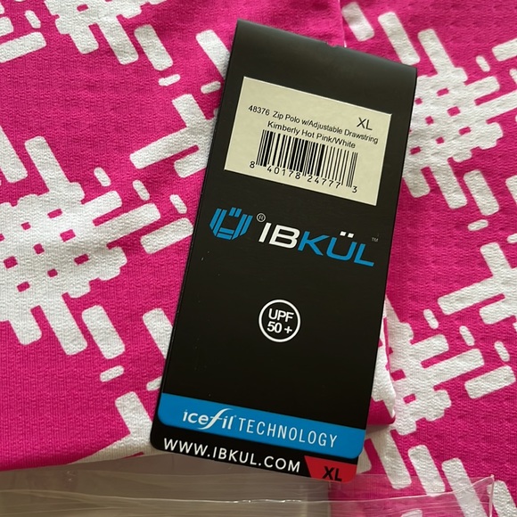 Ibkul Kimberly Print Long Sleeve Polo Quarter Zip in Pink/White Houndstooth - Picture 11 of 12